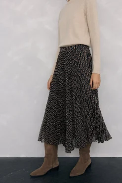 Falda midi plisada estampada