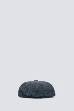 Gorra plana espiga gris mezcla lana