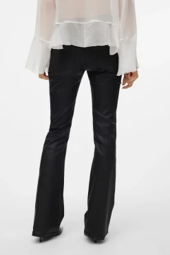 Jeans flared de mujer efecto polipiel