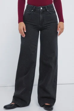 Jeans wide cristales brillantes