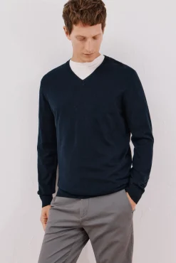Jersey algodón cashmere cuello pico