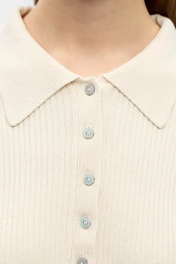 Jersey canalé cuello polo
