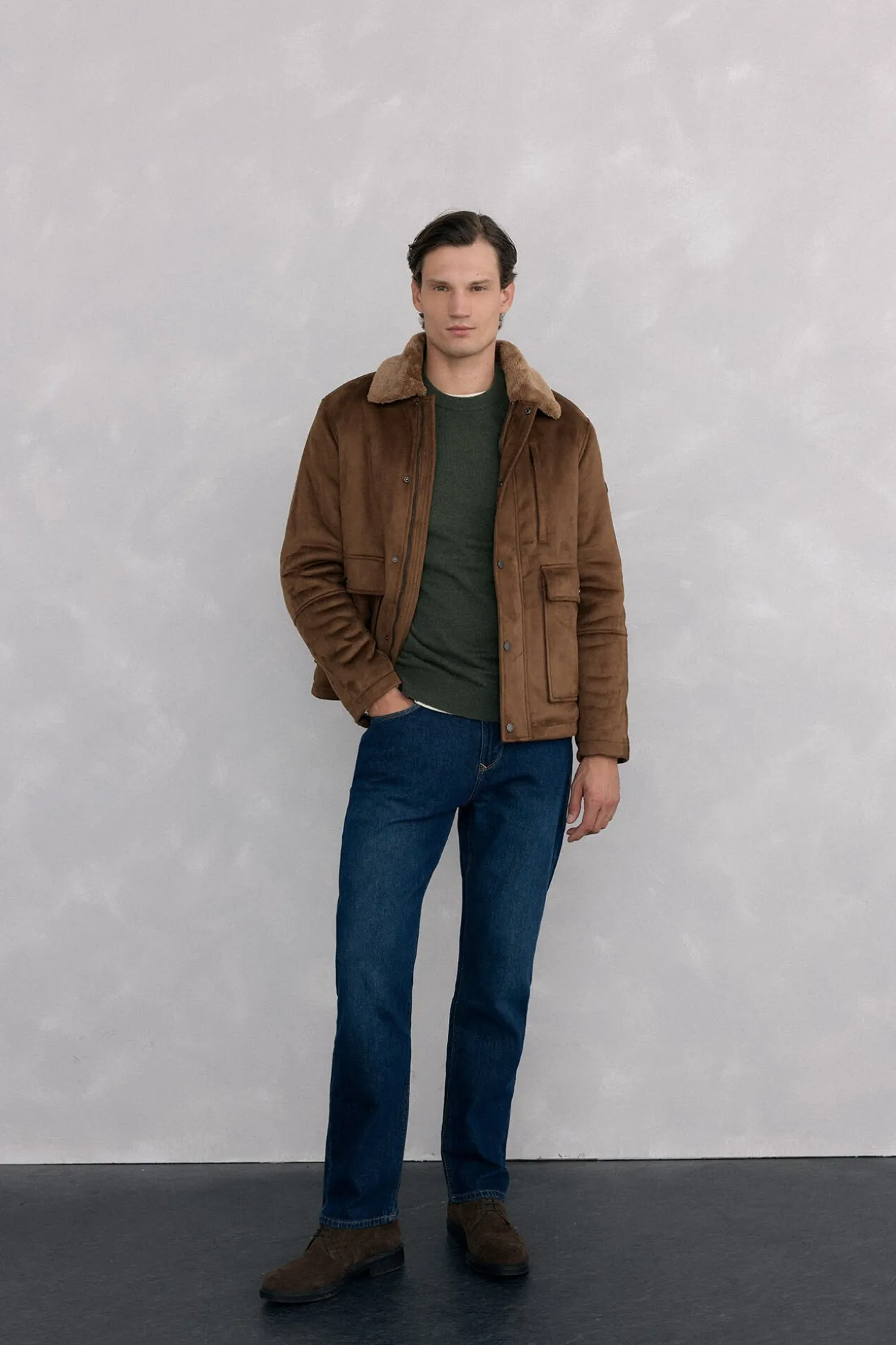Jersey cuello caja lana merino y cashmere