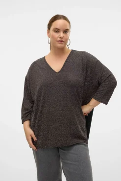 Jersey cuello pico lúrex talla grande