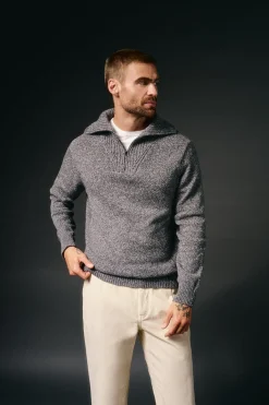 Jersey cuello polo cremallera algodón