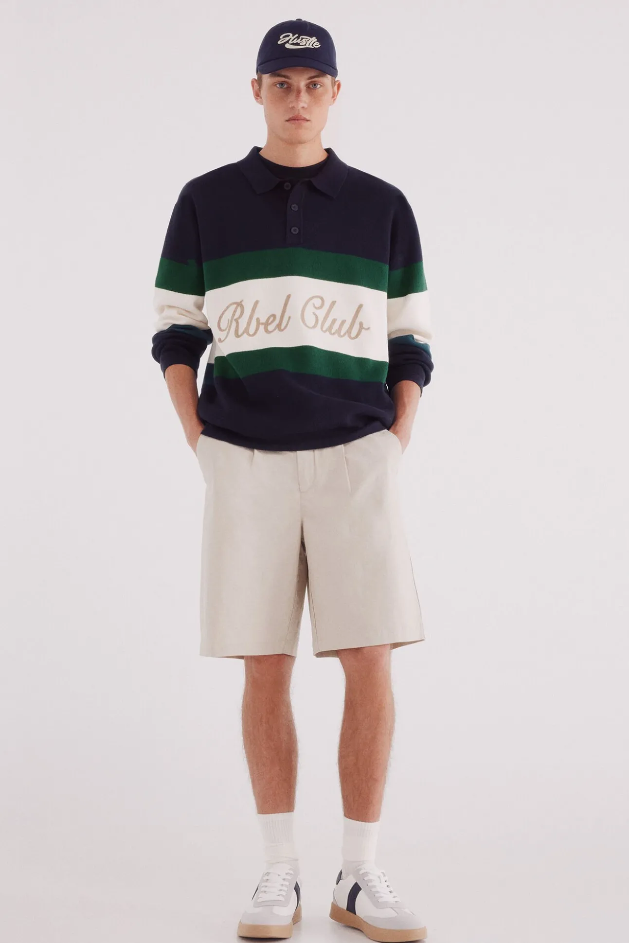 Jersey cuello polo texto bordado