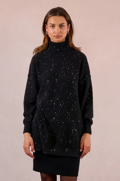 Jersey de manga larga con abalorios brillantes