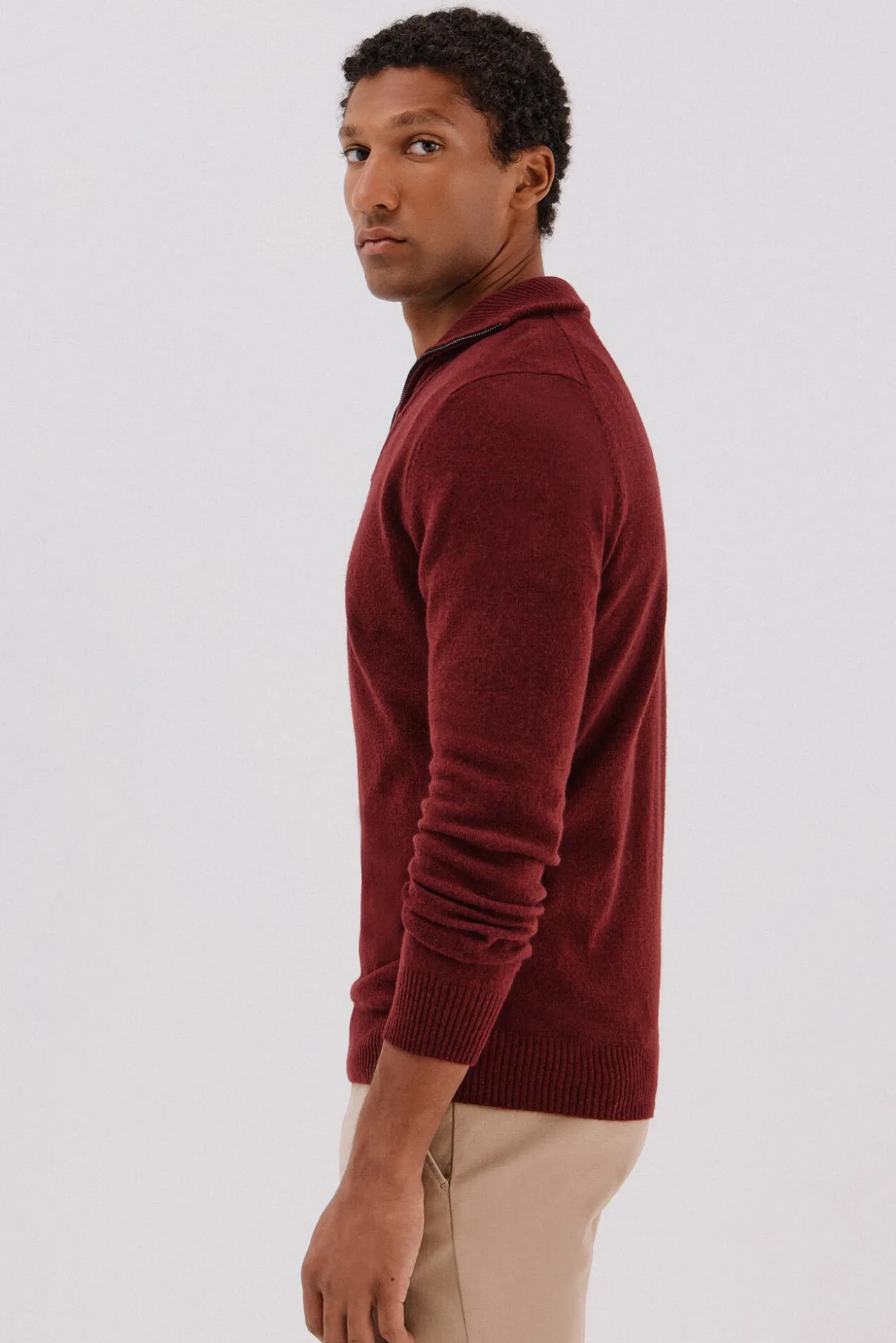 Jersey lana lambswool cuello abierto cremallera