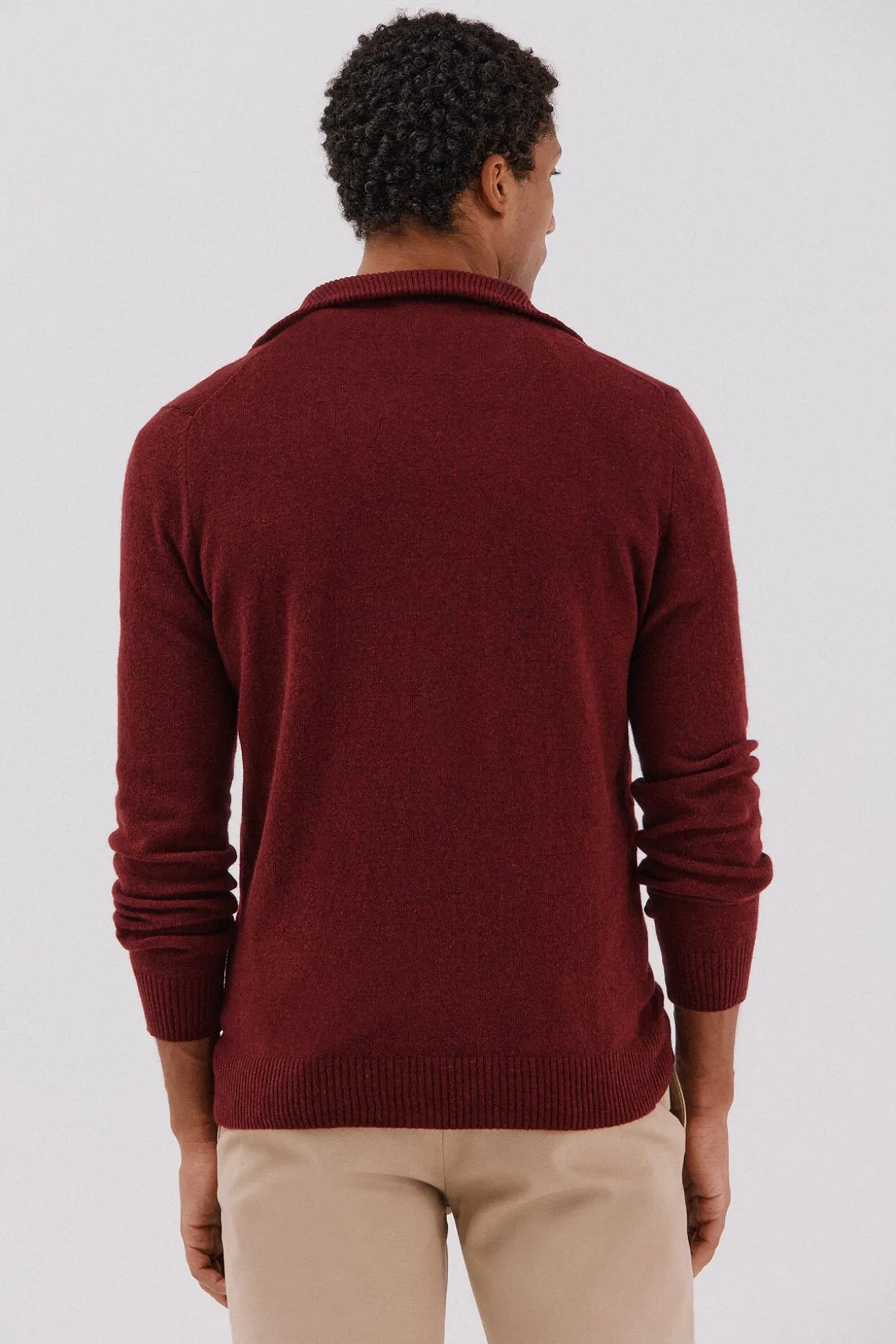 Jersey lana lambswool cuello abierto cremallera
