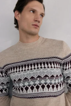 Jersey navidad con lana y alpaca cuello caja