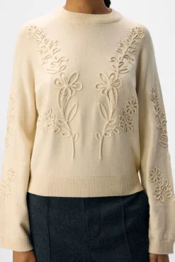 Jersey punto bordado flores