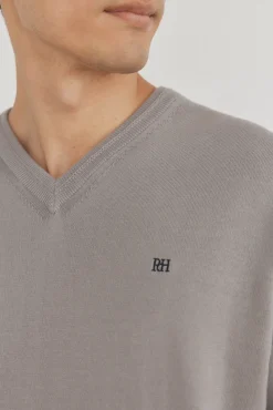 Jersey punto fino algodón premium cuello pico