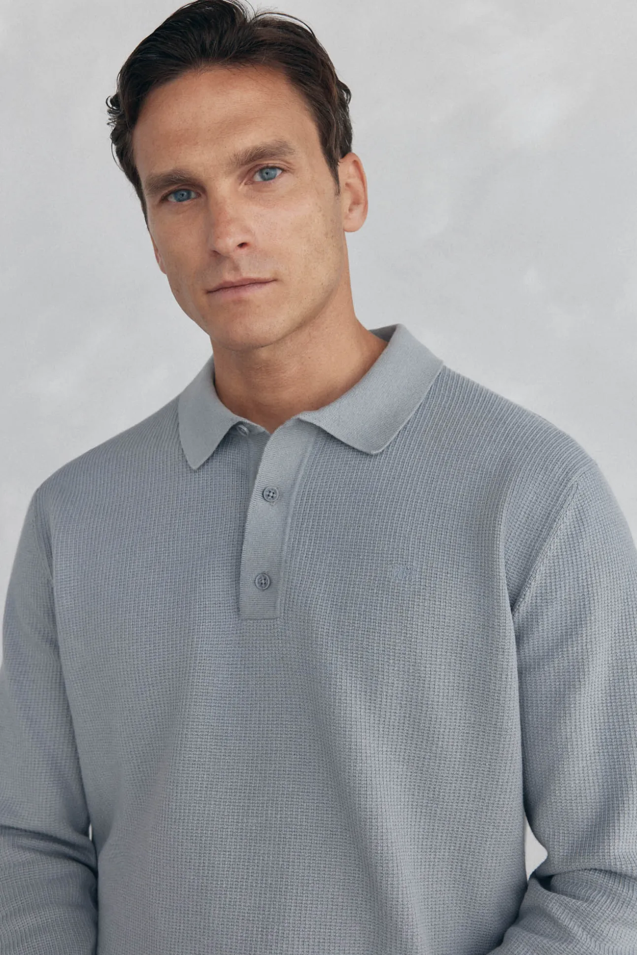 Jersey punto fino cuello polo estructura