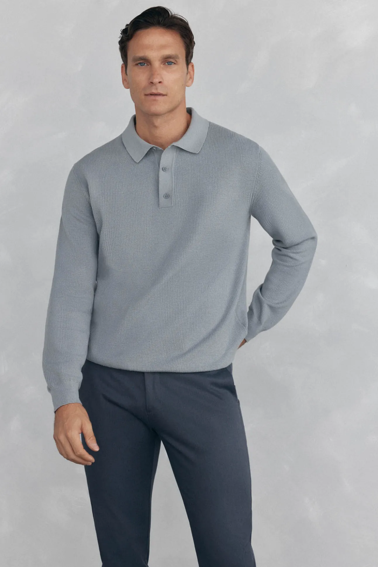 Jersey punto fino cuello polo estructura