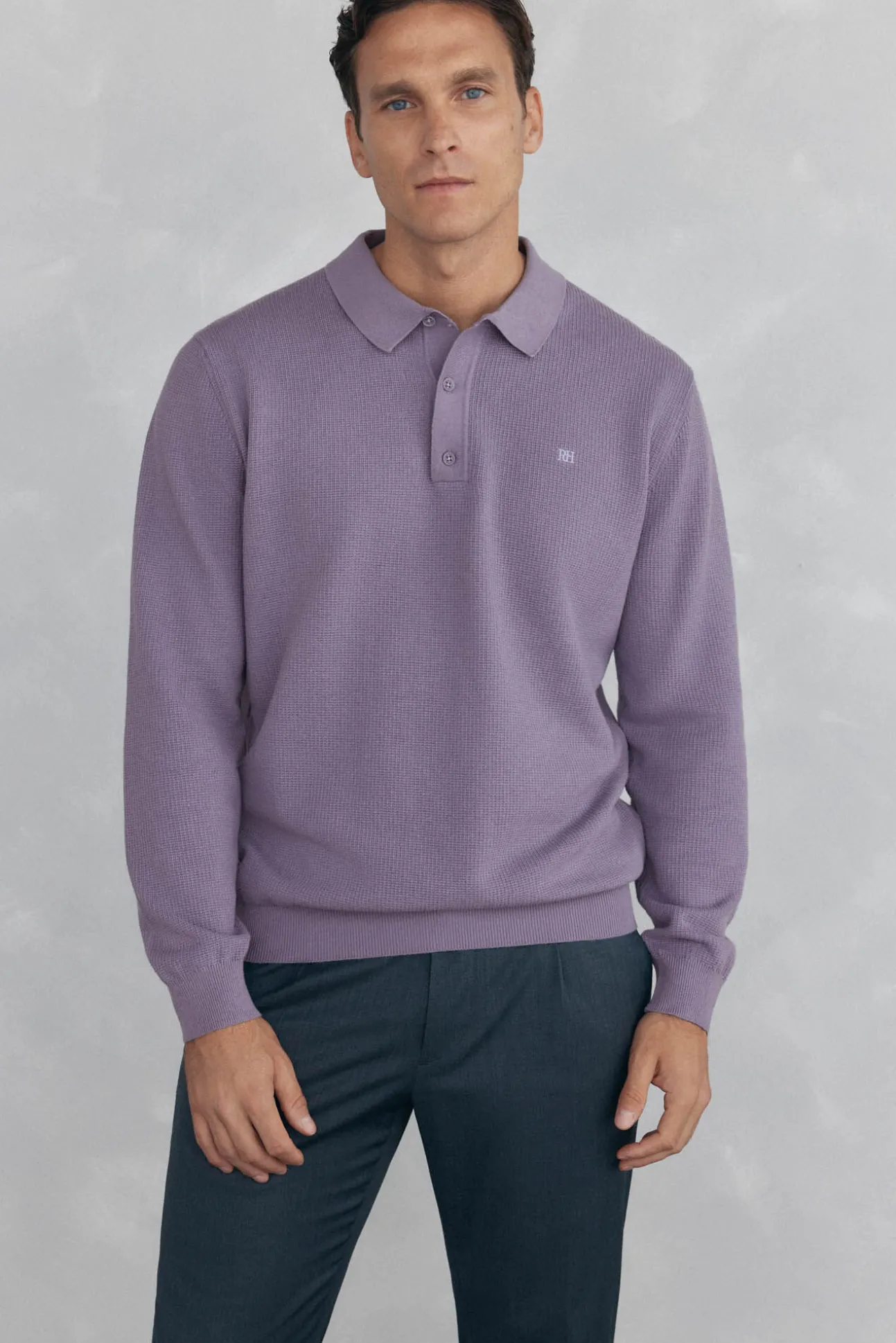 Jersey punto fino cuello polo estructura