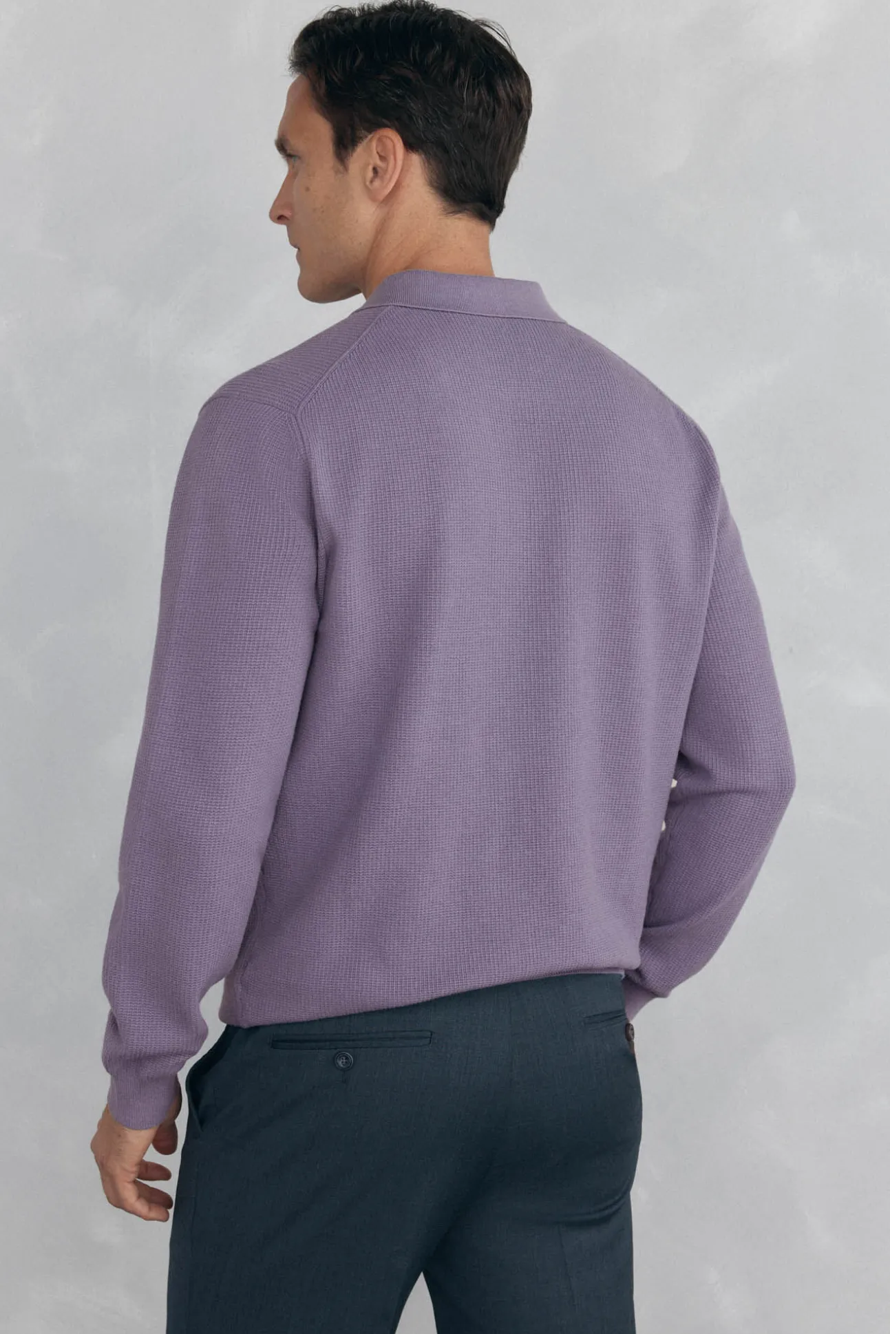 Jersey punto fino cuello polo estructura