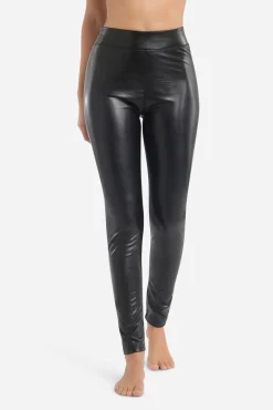 Legging largo efecto cuero de mujer