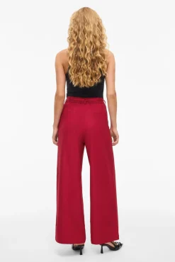 Pantalón ancho de vestir con cinturón flor