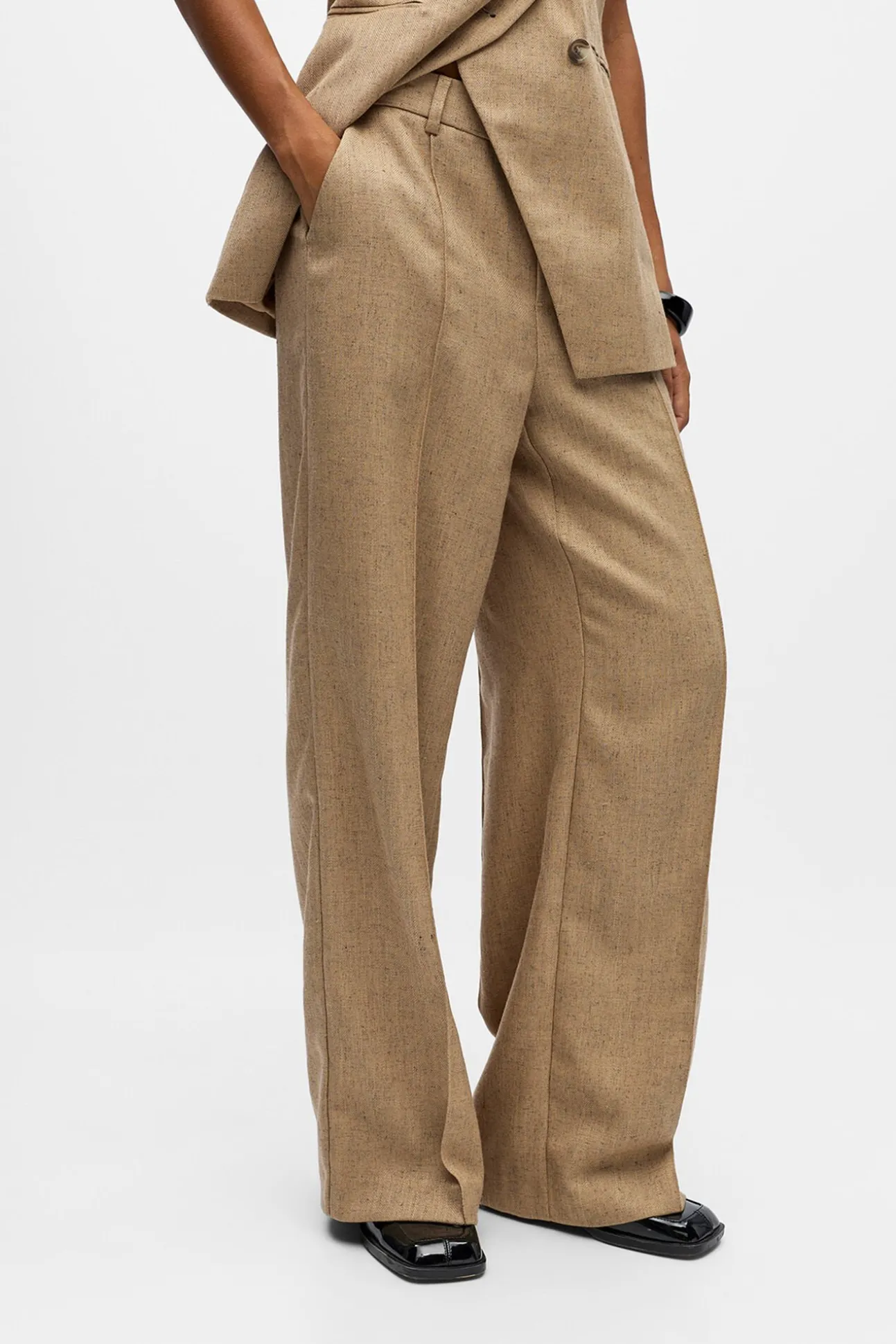 Pantalón ancho tweed