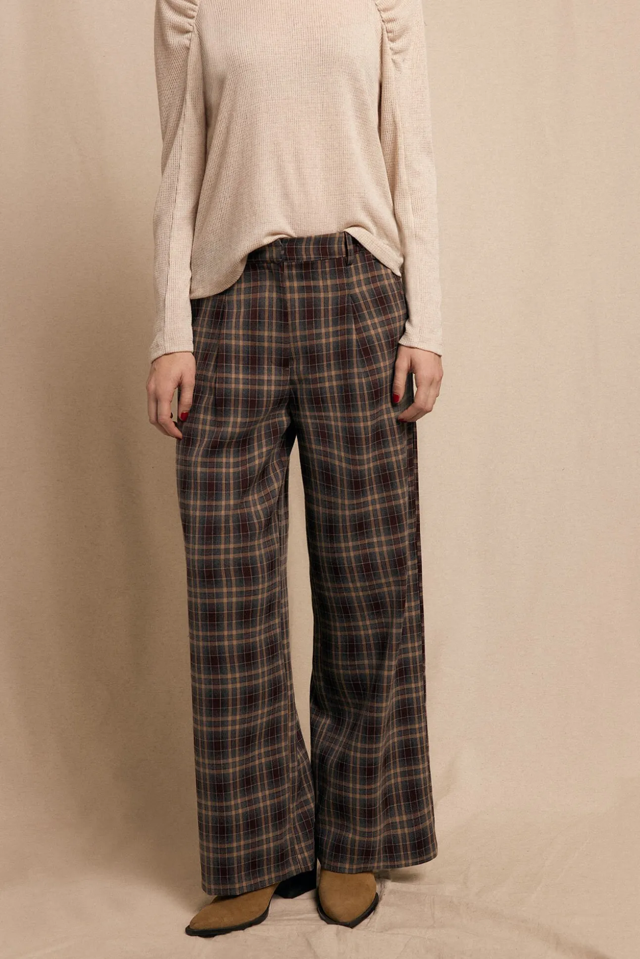 Pantalón de pinzas de cuadros