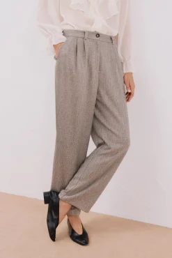 Pantalón largo ancho con doble pinza