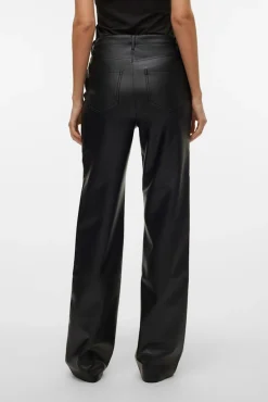 Pantalón largo efecto piel