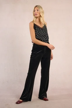 Pantalón largo efecto terciopelo