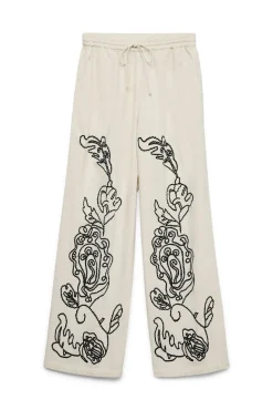 Pantalón largo lino estampado