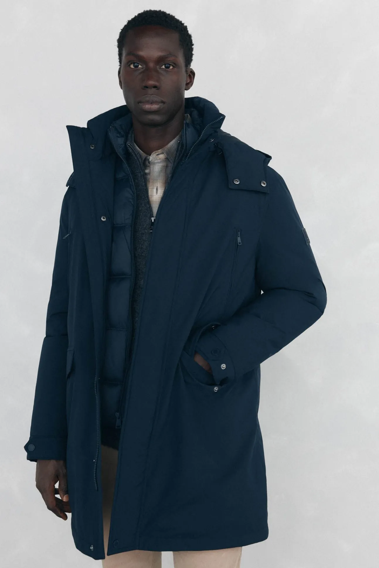 Parka larga capucha con vistas