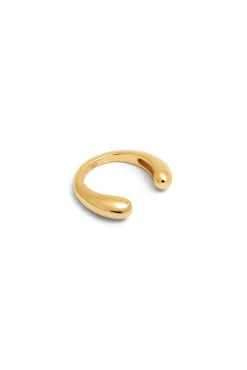 Pendiente Suelto Ear Cuff Gota Plata Baño Oro