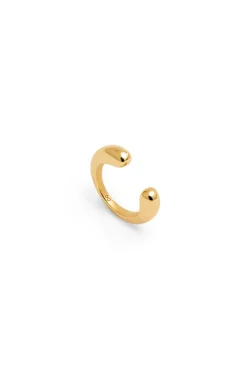 Pendiente Suelto Ear Cuff Gota Plata Baño Oro