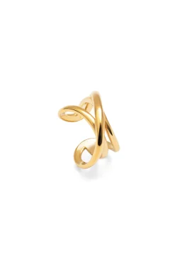 Pendiente Suelto Ear Cuff Triple Cross Baño Oro