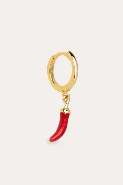 Pendientes Suelto Aro Chili Enamel Baño Oro