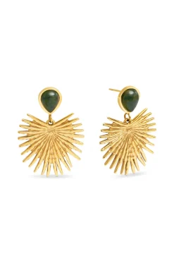 Pendientes Verde Catalina Acero Baño Oro