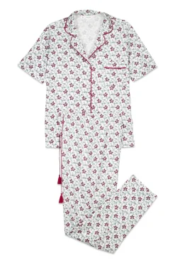 Pijama camisero algodón estampado flores