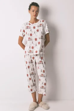 Pijama Capri canalé gris Snoopy