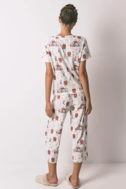 Pijama Capri canalé gris Snoopy