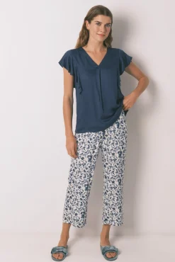 Pijama Capri viscosa floral azul