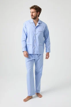Pijama Kiff Kiff 100% Algodón Azul Detalle Vivo Escocés