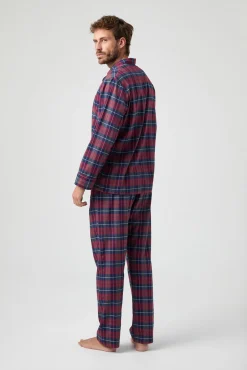 Pijama Kiff Kiff Franela Cuadros Azul Rojo
