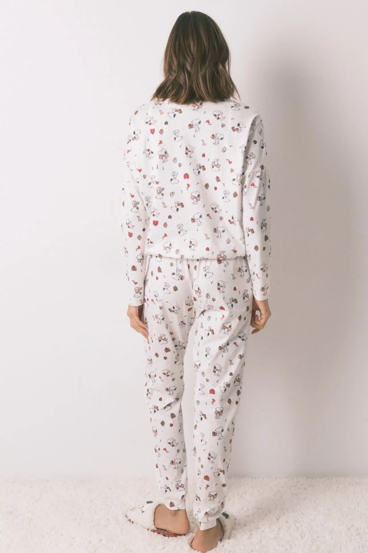 Pijama largo 100% algodón blanco Snoopy