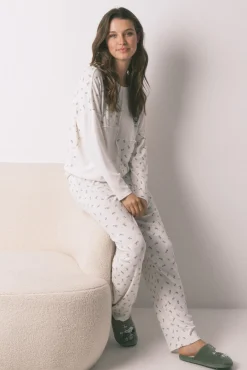 Pijama largo canalé Mafalda blanco