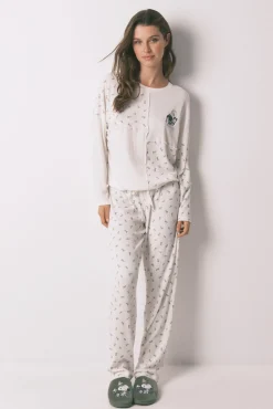 Pijama largo canalé Mafalda blanco