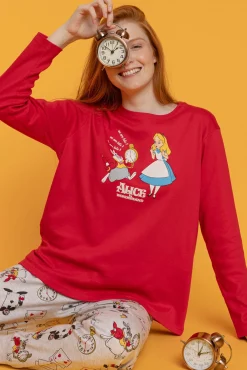 Pijama largo estampado Alicia Wonderland mujer