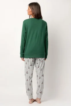 Pijama largo estampado Pinocho para mujer