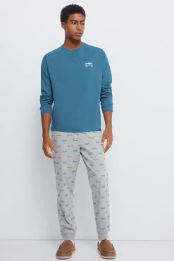 Pijama largo manga raglan pantalón coches
