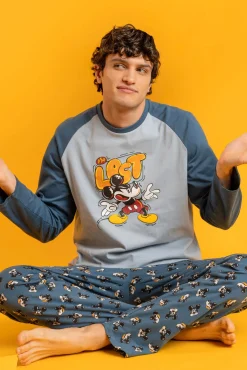 Pijama largo Mickey 100% algodón para hombre