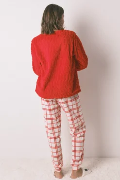 Pijama largo polar cuadros rojo Snoopy