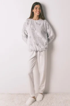 Pijama largo polar suave estampado "Hedwig"
