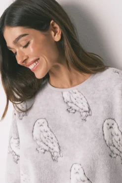 Pijama largo polar suave estampado 